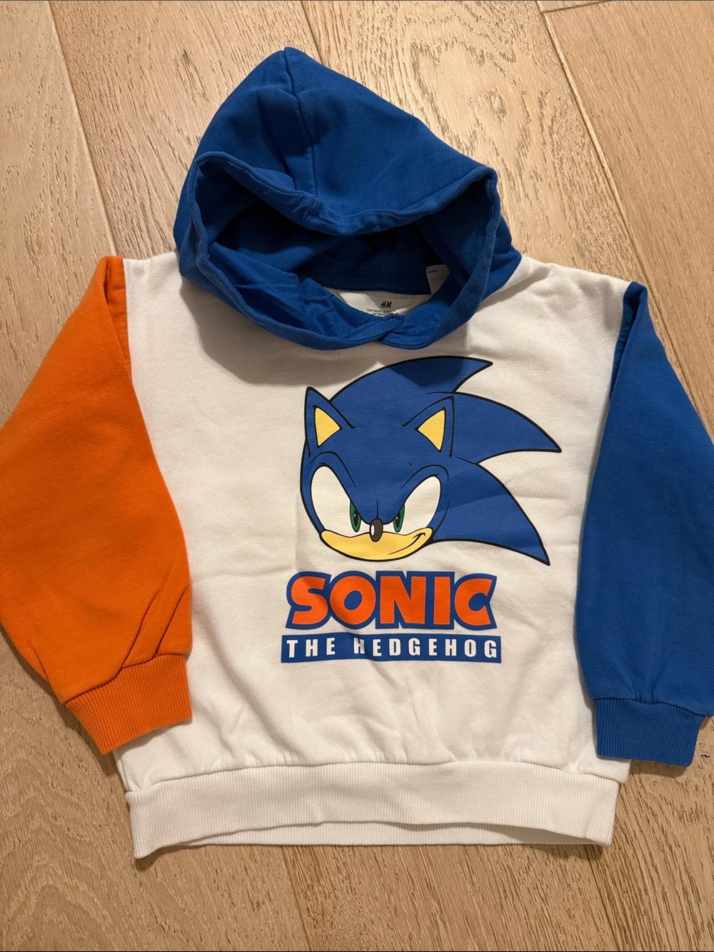H&M Kids Sonic Hooded Sweatshirt - Blue, Orange, White size 5T